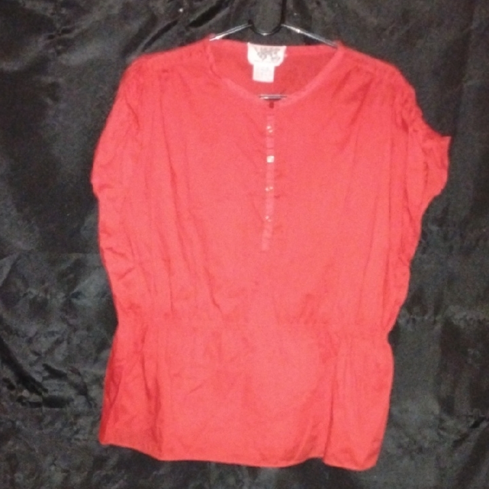 Vintage Scarlet Blouse with Button Detail